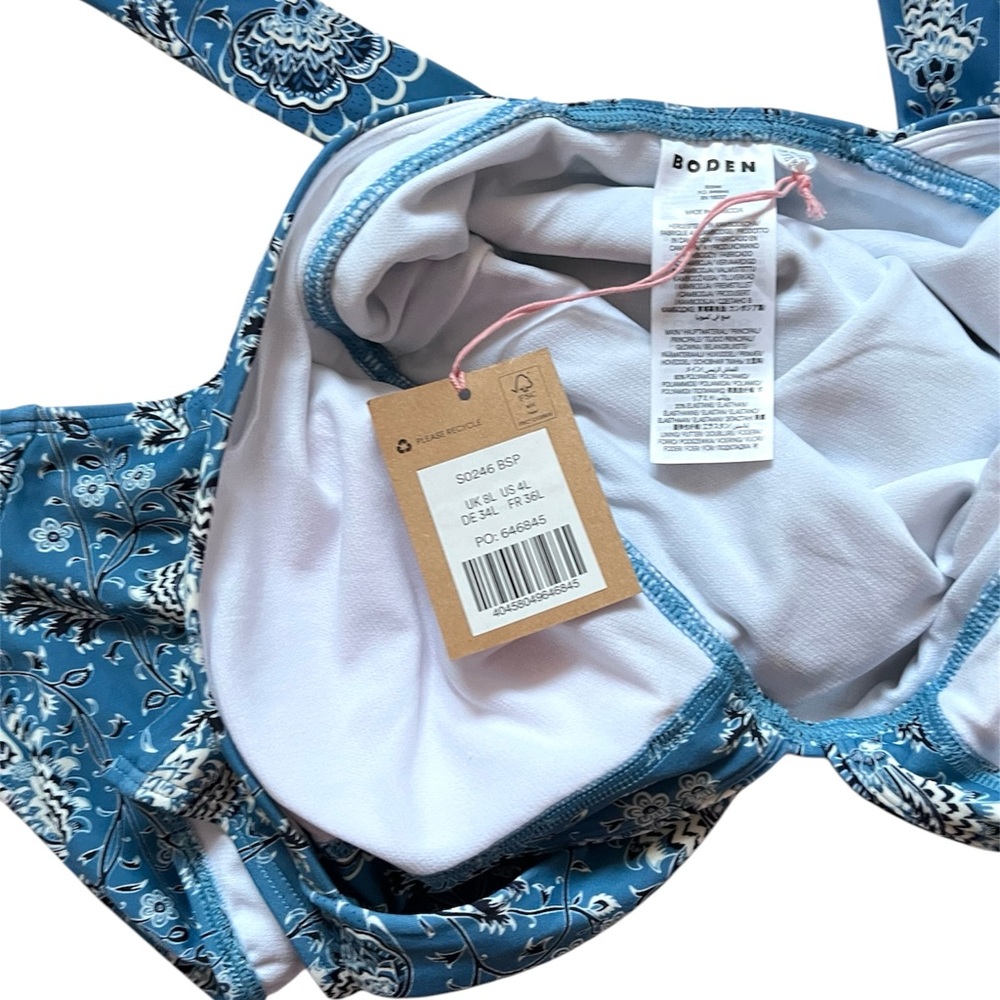 Boden Blue Paisley Ithaca Halter One Piece Bathing Suit 4L - Picture 5 of 5